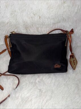 Dooney & Bourke Black Crossbody with Brown Leather Trim